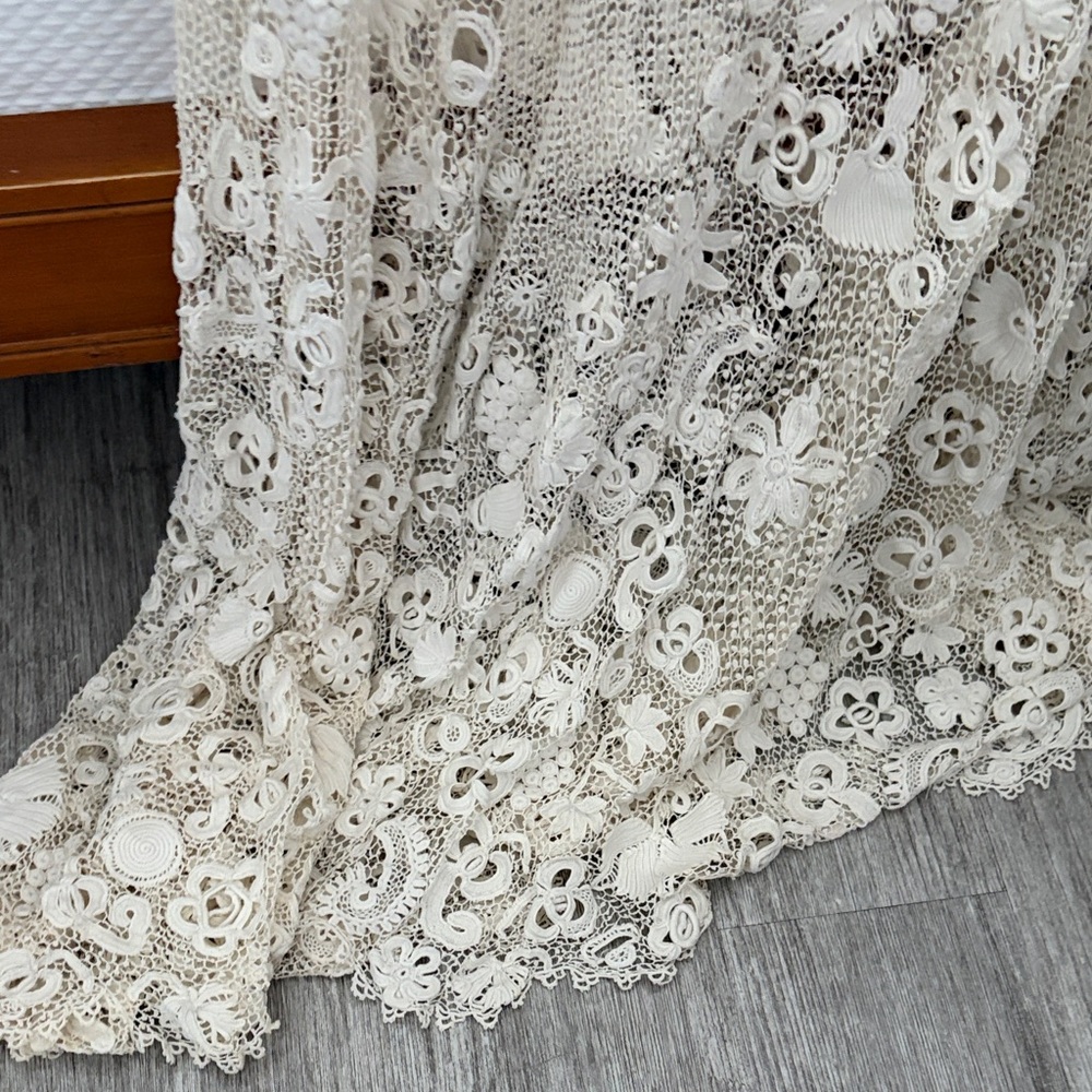 Unique Vintage Cream Lace Maxi Dress - Picture 5 of 6